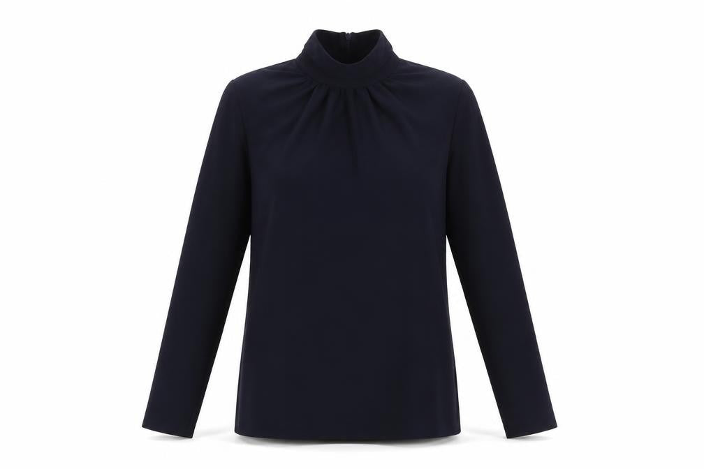 Closet London Women's Blue High Neck Long Sleeve Tunic Blouse Size 8