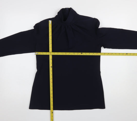 Closet London Women's Blue High Neck Long Sleeve Tunic Blouse Size 8