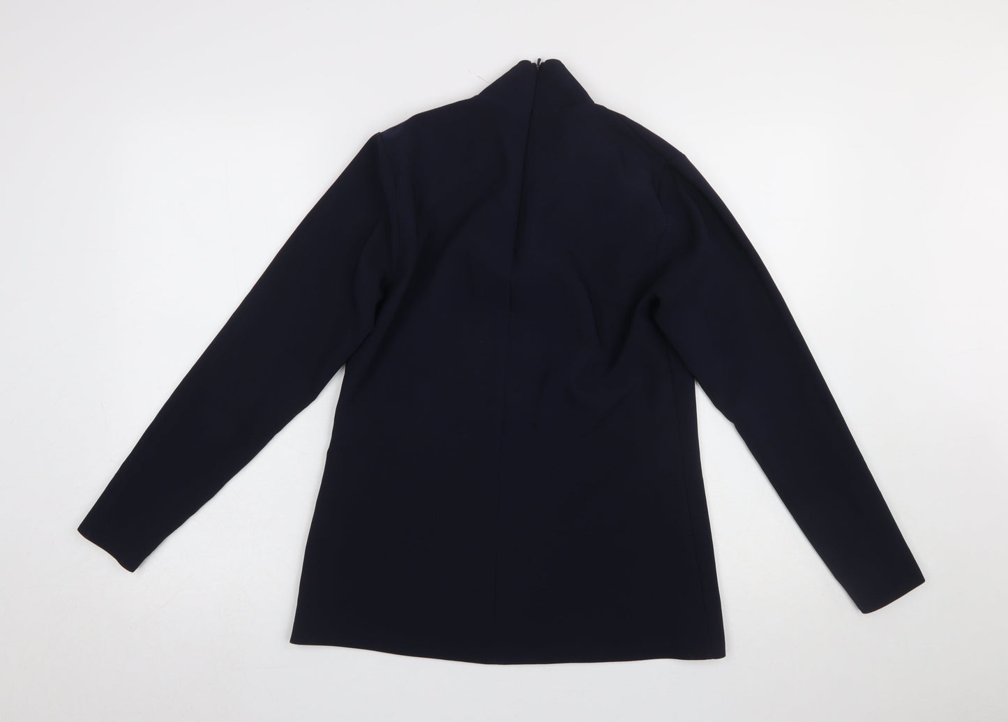 Closet London Women's Blue High Neck Long Sleeve Tunic Blouse Size 8