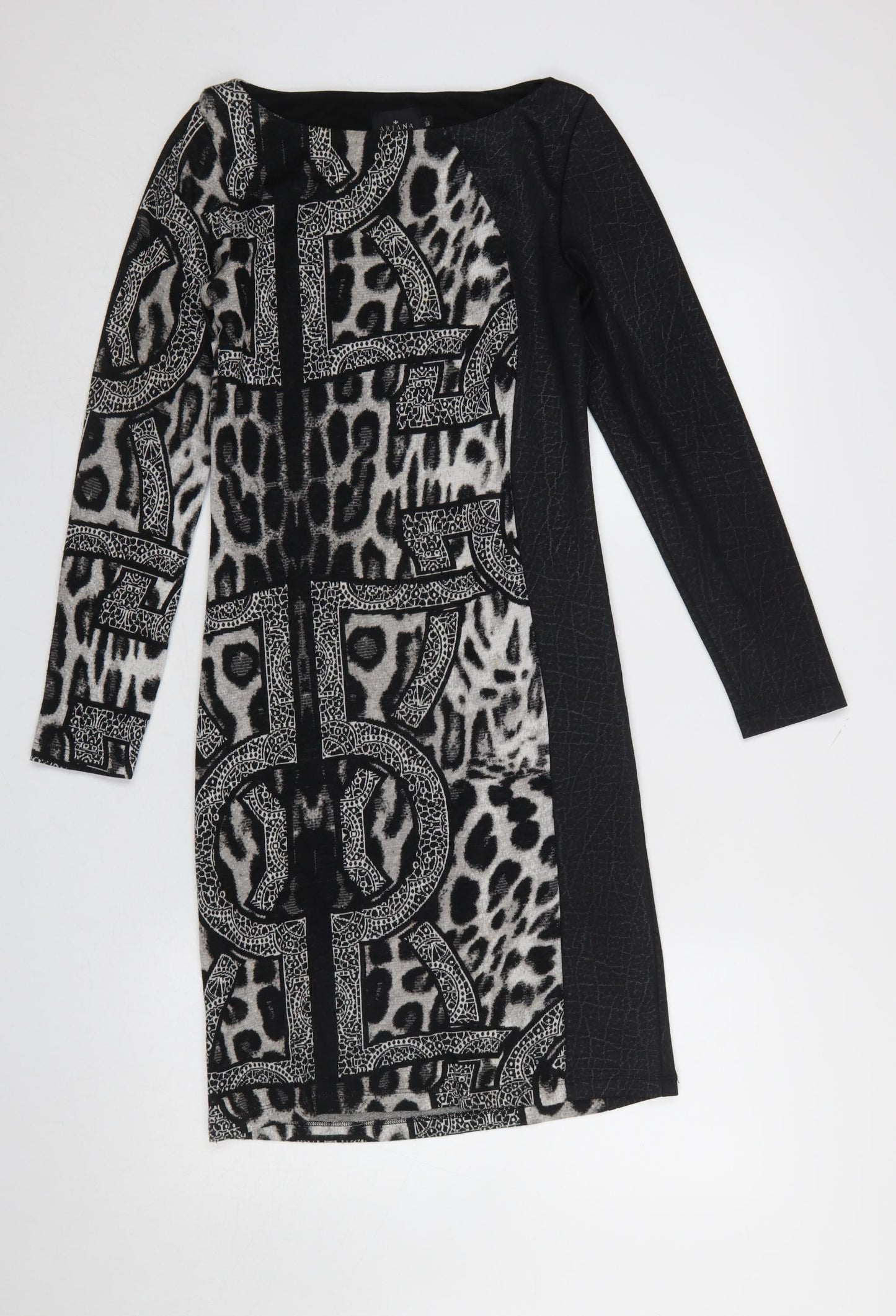 Ariana Women's Black Animal Print Bodycon Dress Size 8