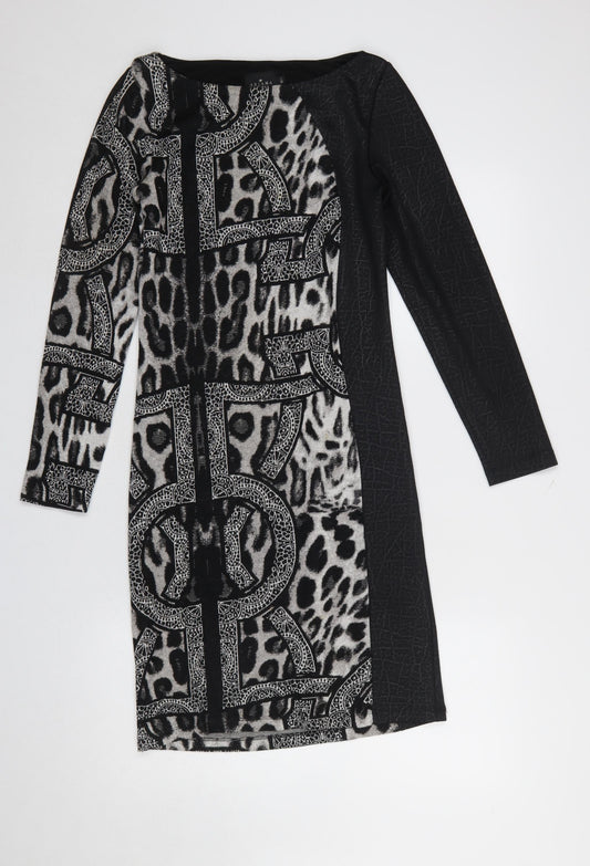 Ariana Women's Black Animal Print Bodycon Dress Size 8