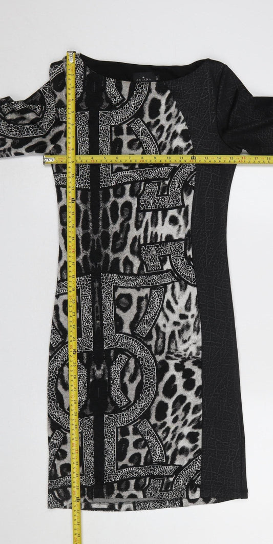 Ariana Women's Black Animal Print Bodycon Dress Size 8