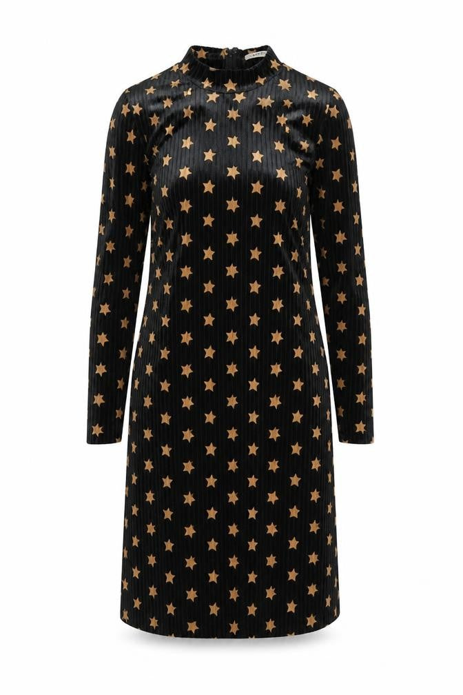 Glamorous Women's Black Star Velvet Shift Dress Size S