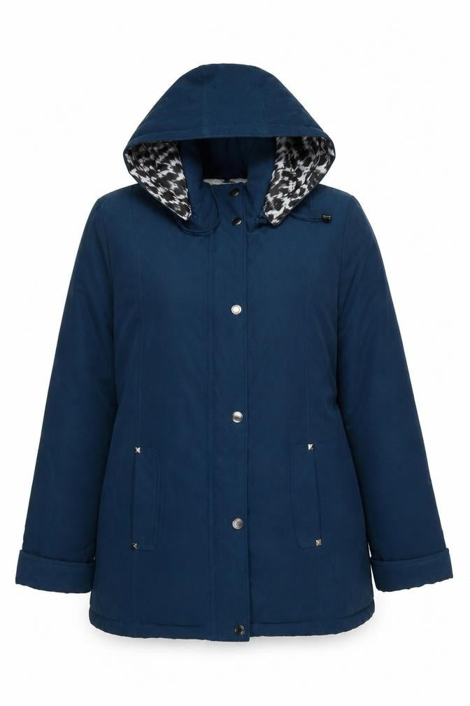 Finesse Womens Blue Hooded Mid-Length Parka Jacket Size 14