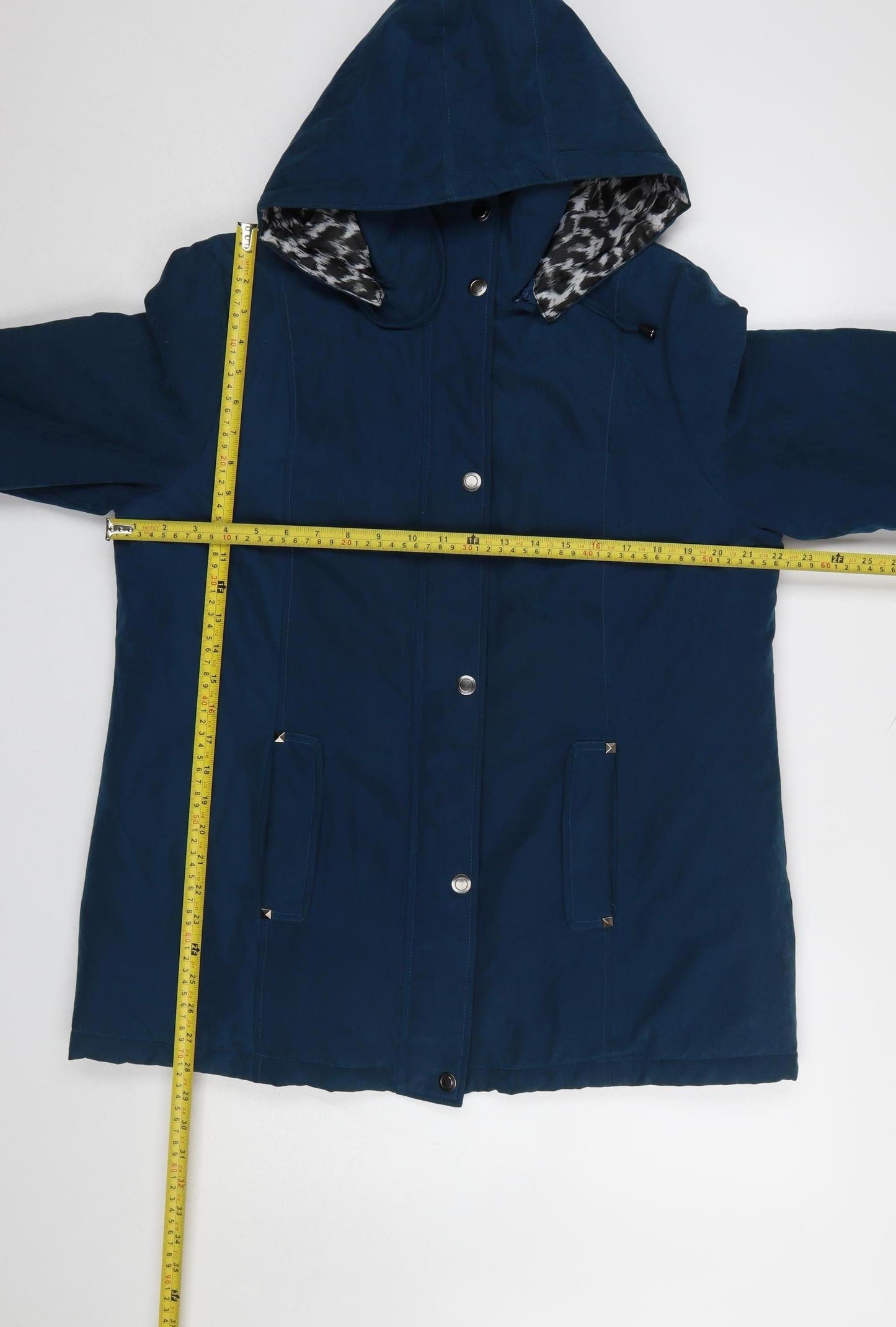 Finesse Womens Blue Hooded Mid-Length Parka Jacket Size 14