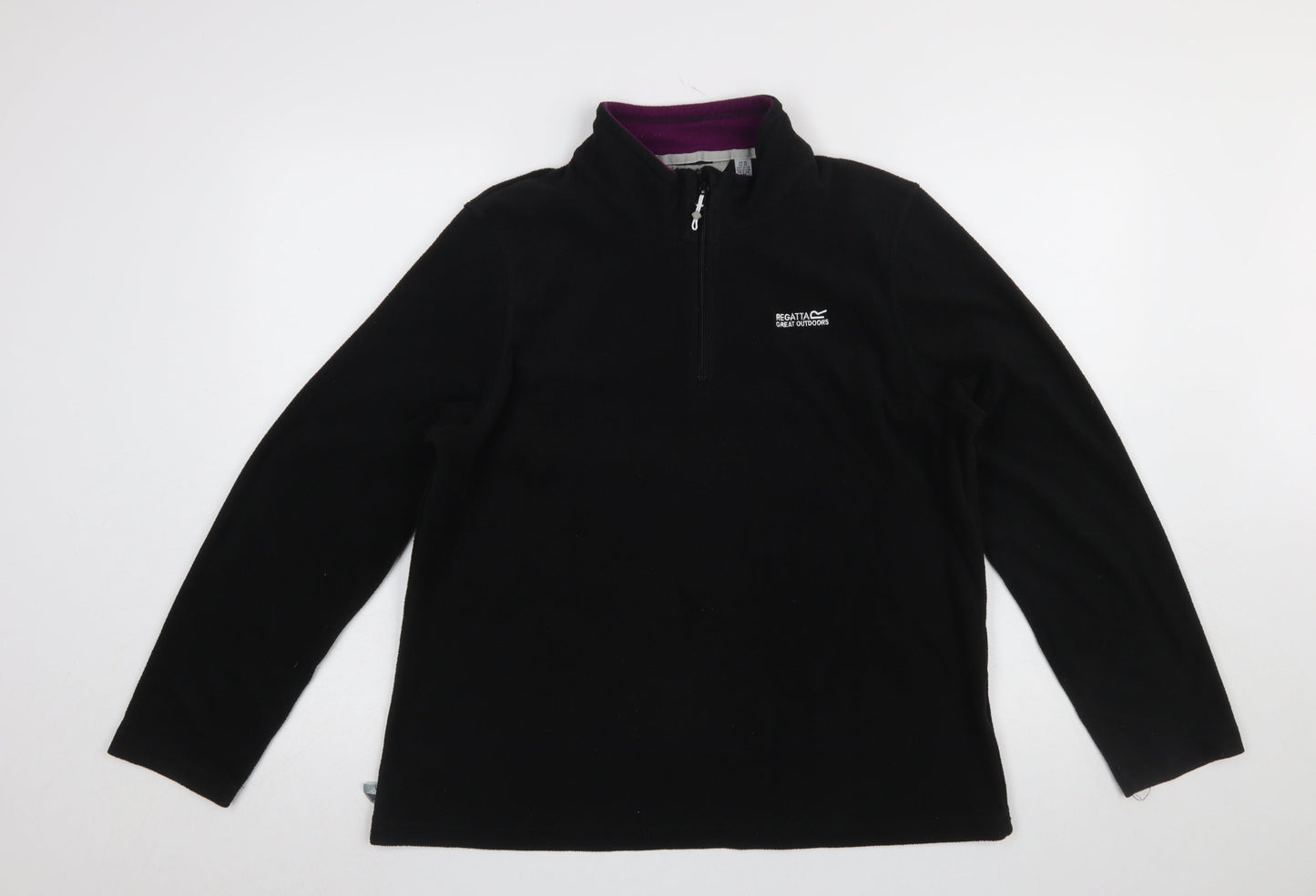 Regatta Great Outdoors Women Black Fleece 1/2 Zip Pullover UK 16