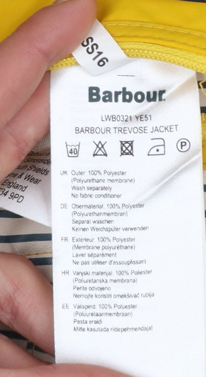 Barbour Women’s Yellow Waterproof Hooded Trevose Rain Jacket Size 8
