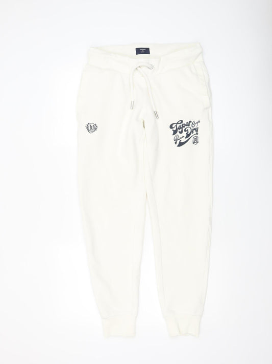 Superdry Women White Size 12 Jogger Sweatpants Cotton Blend
