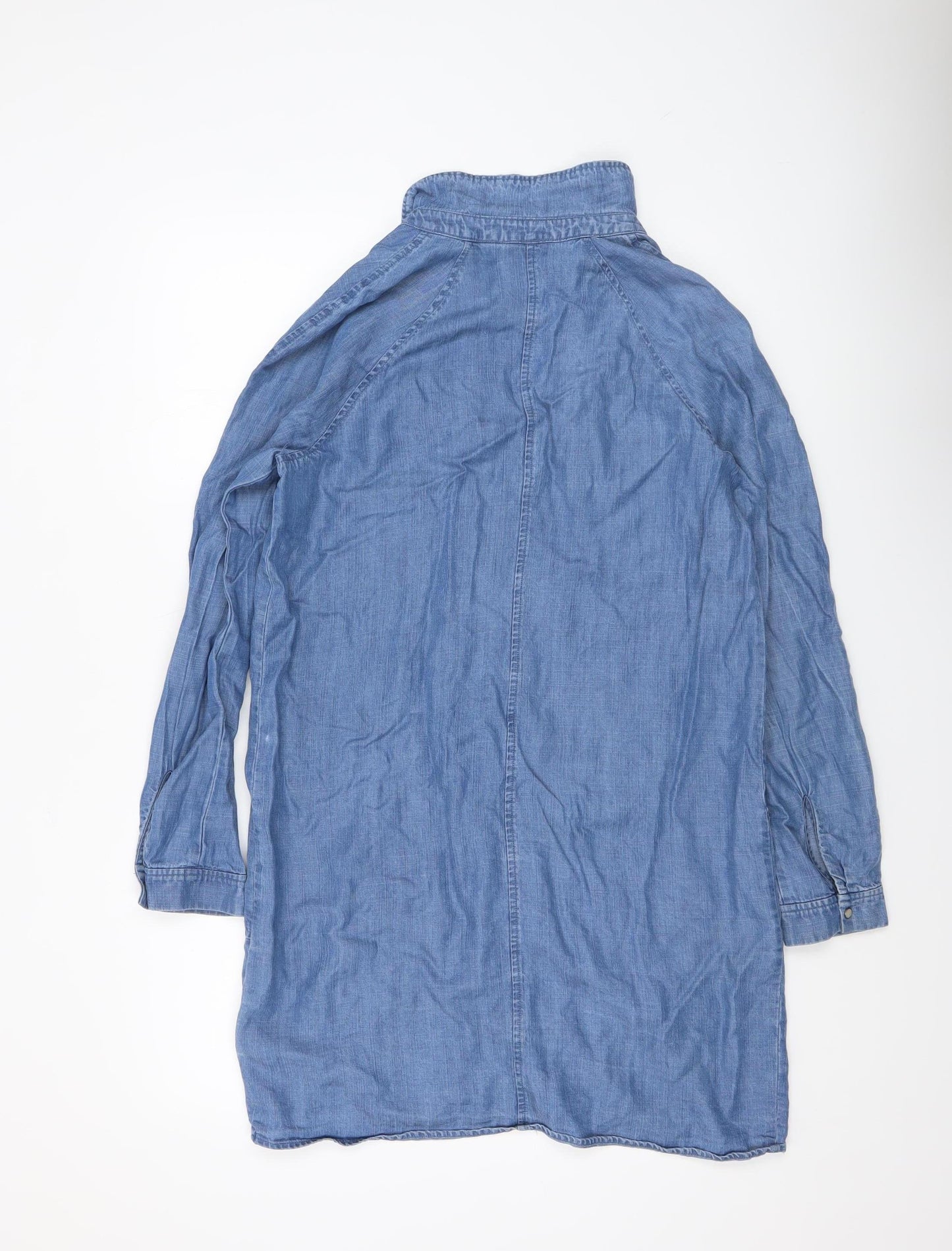 Superdry Women Blue Chambray Long Sleeve Shirt Dress Size 8