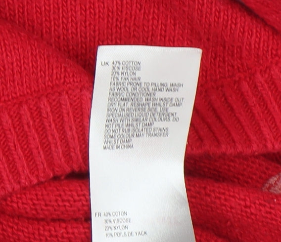 White Stuff Women's Red Sequin Heart Knit Jumper Size 14