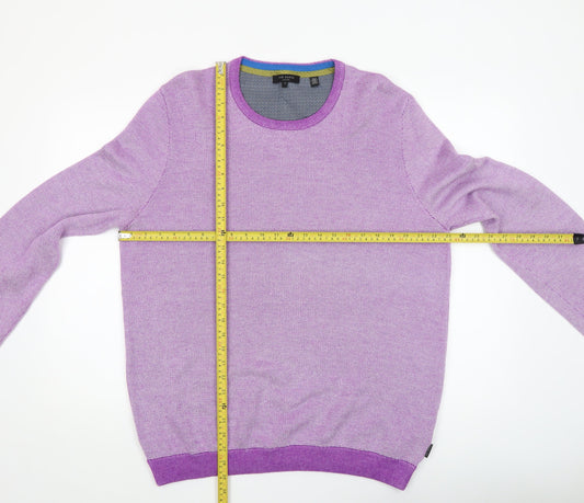 Ted Baker Men's Purple Crew Neck Knit Jumper Size 7XL