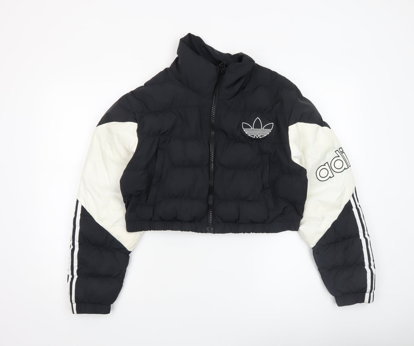 Adidas Women's Black Cropped Puffer Jacket Size L