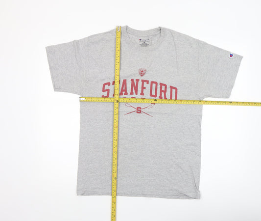 Champion Men's Grey Stanford Crew Graphic T-Shirt Size M