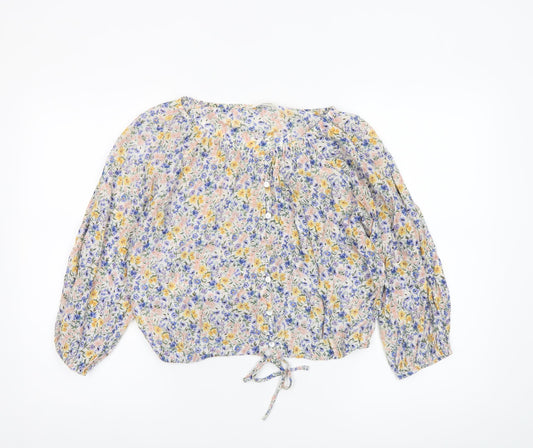 MNG Women's Multicoloured Floral Cropped Blouse Size M