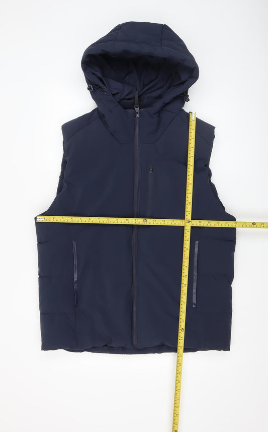 FSBN Men's Blue Hooded Puffer Waistcoat XL Regular Fit Winter Gilet