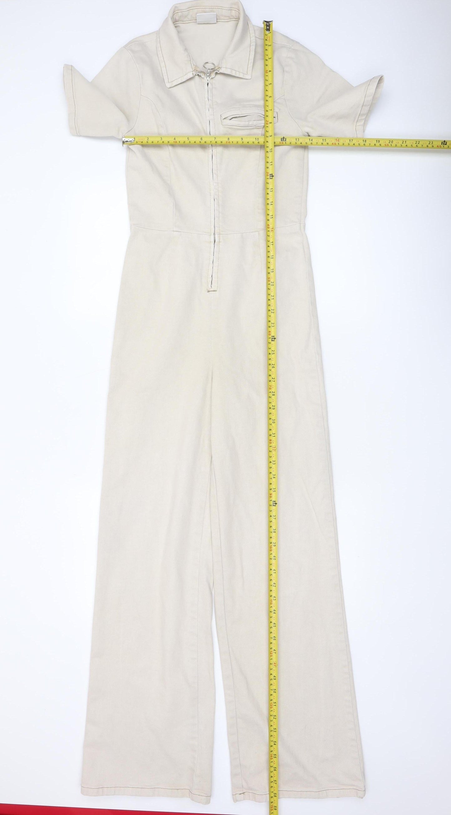 BDG Urban Outfitters Women's Beige Short Sleeve Zip Jumpsuit Size S