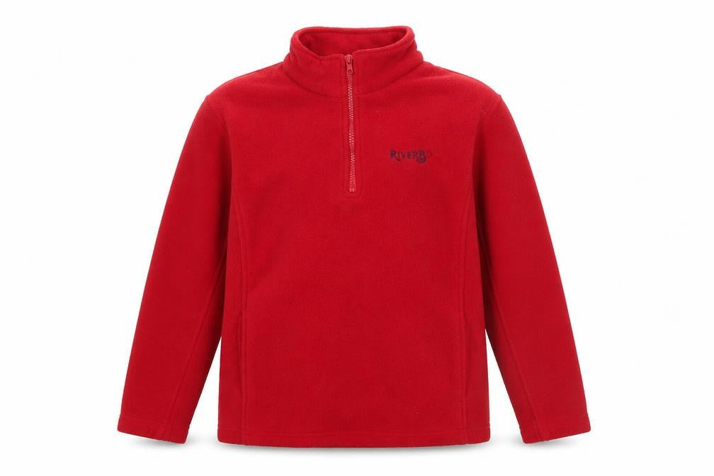 Front view of African Tusk boys’ red fleece 1/4 zip pullover sweatshirt 11-12 years
