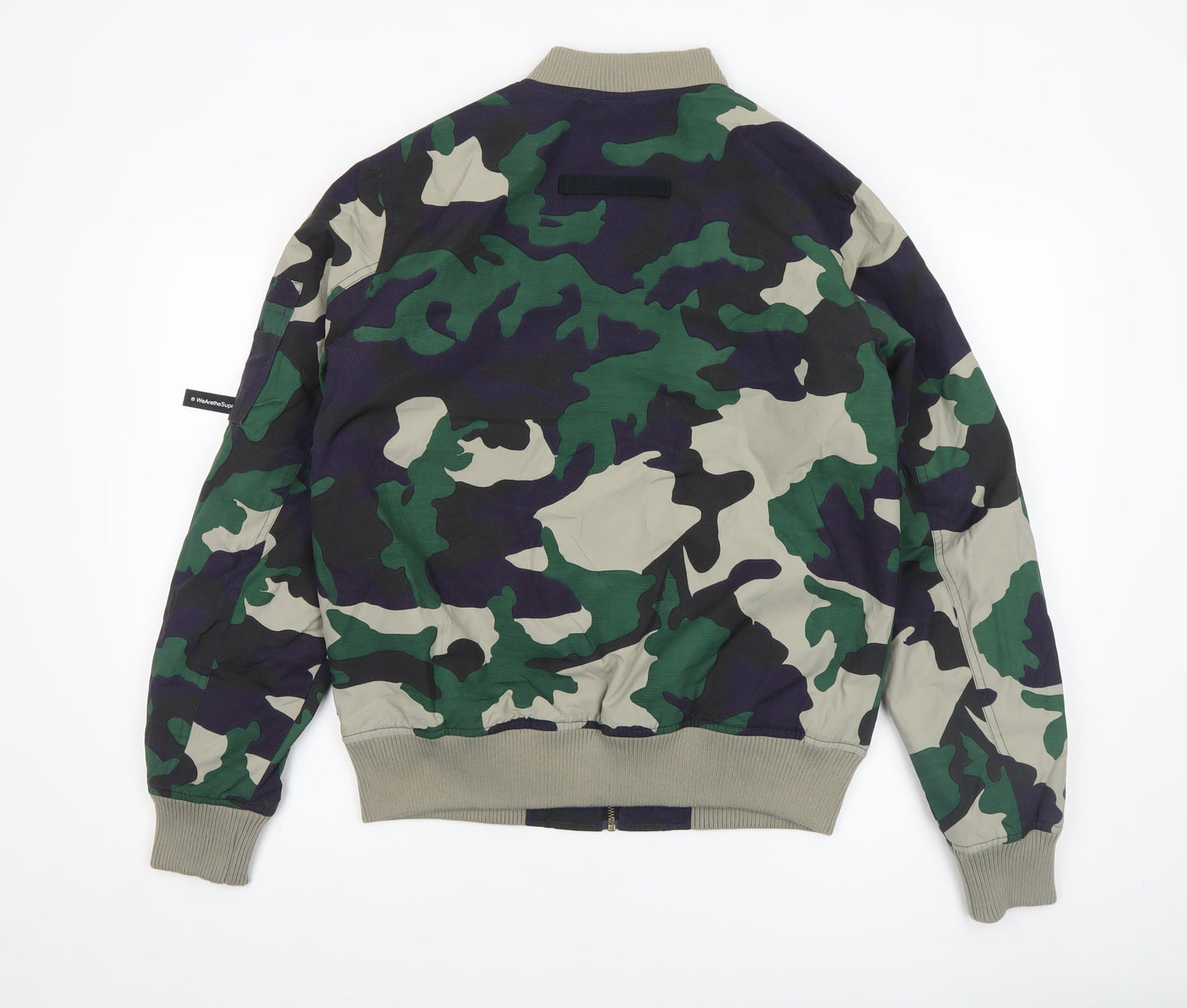 WESC Womens Green Camouflage Bomber Jacket Size M Cotton Nylon