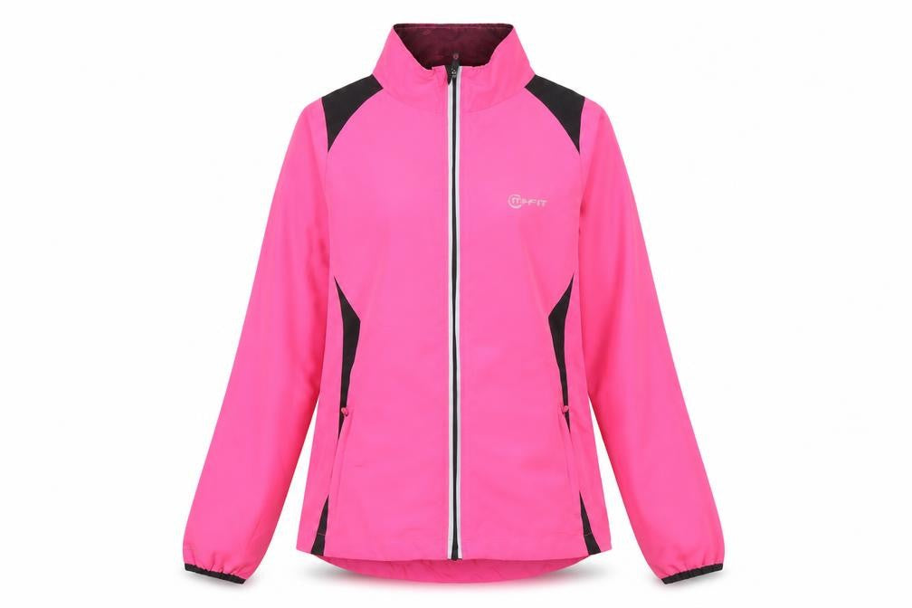 Mi-Fit Women's Pink Reflective Lightweight Windbreaker Jacket Size 8