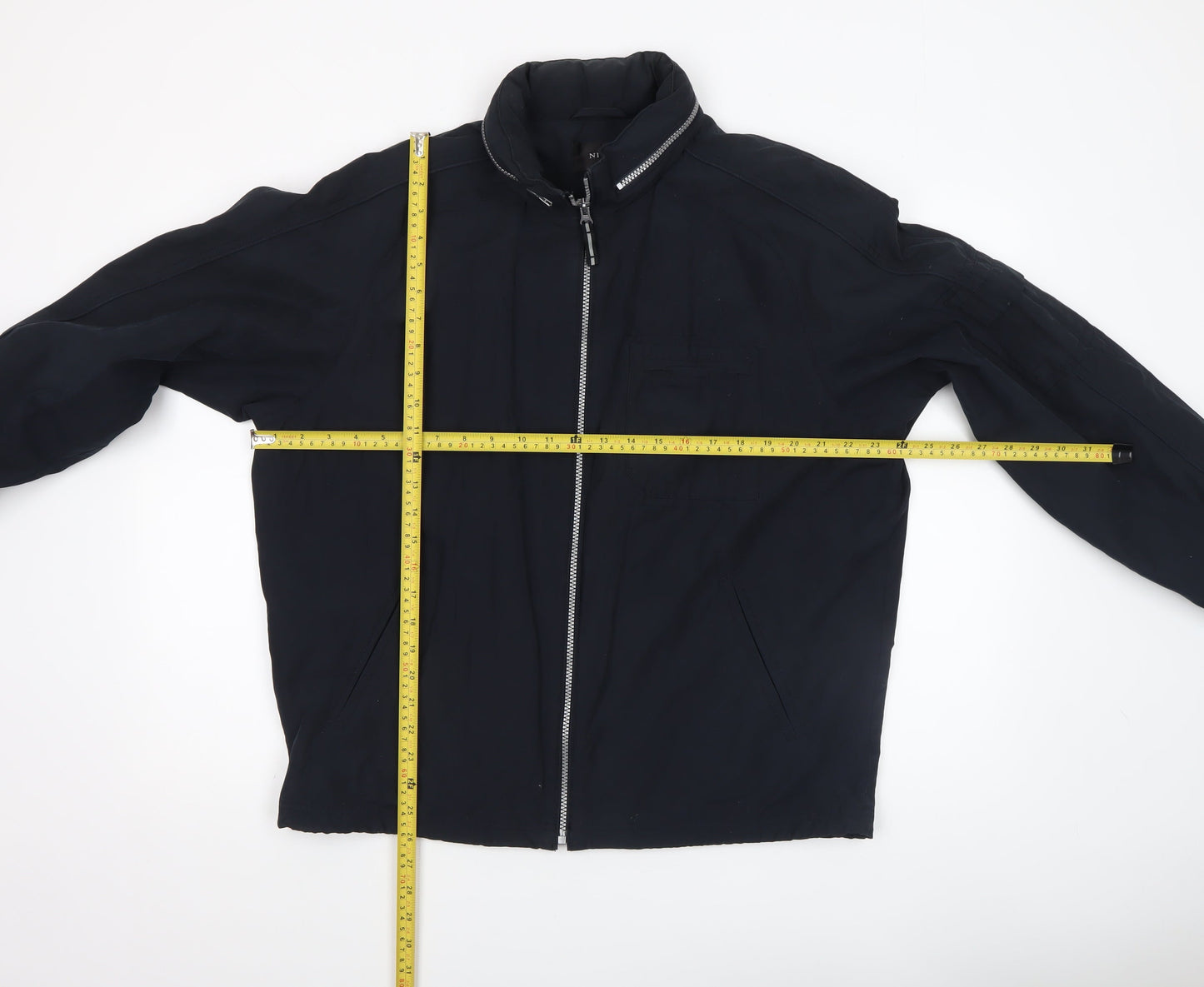 NEXT Men's Black Bomber Jacket Size M Full Zip Cotton Blend