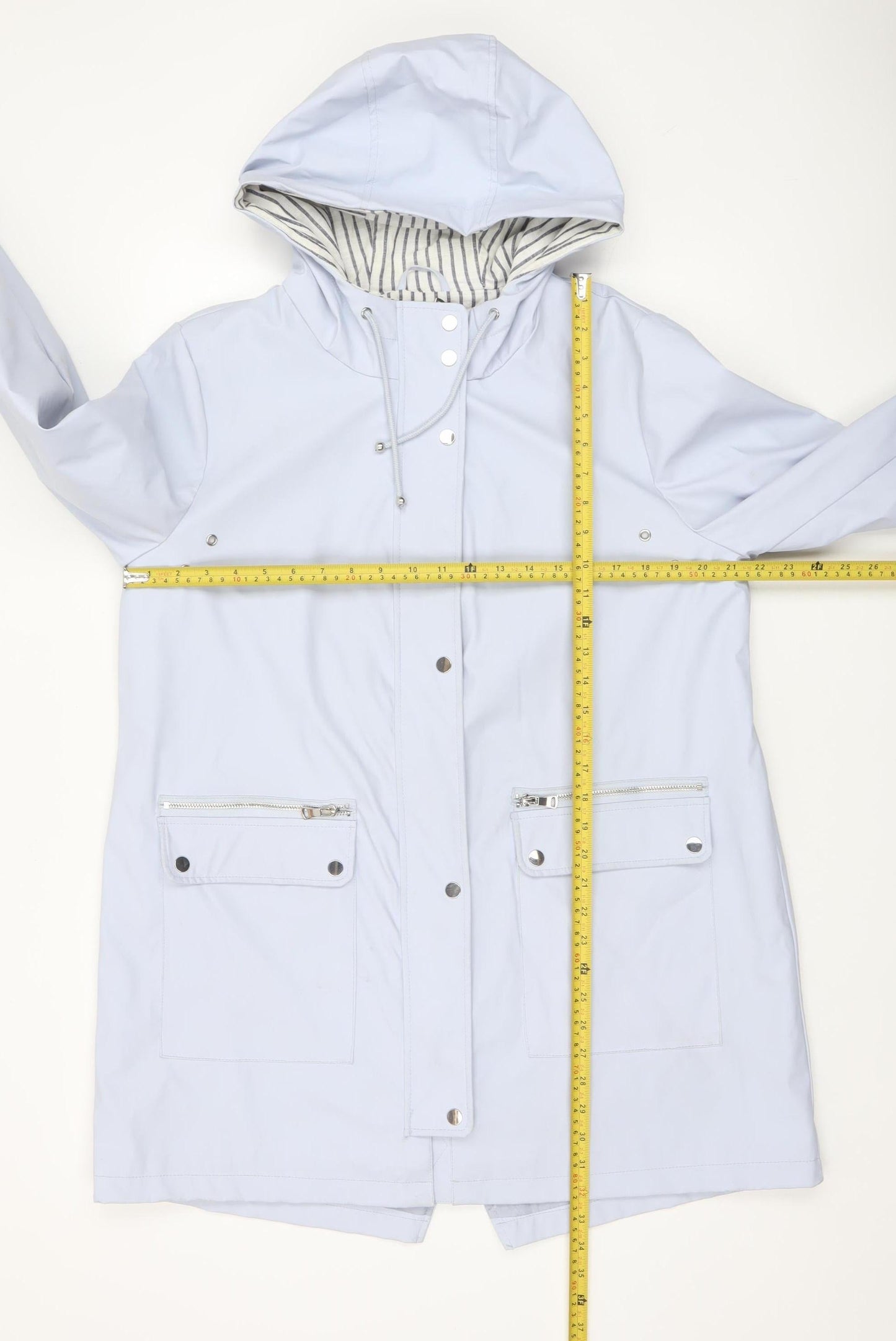 F&F Women Blue Waterproof Hooded Rain Coat Size 16 Mid-Length