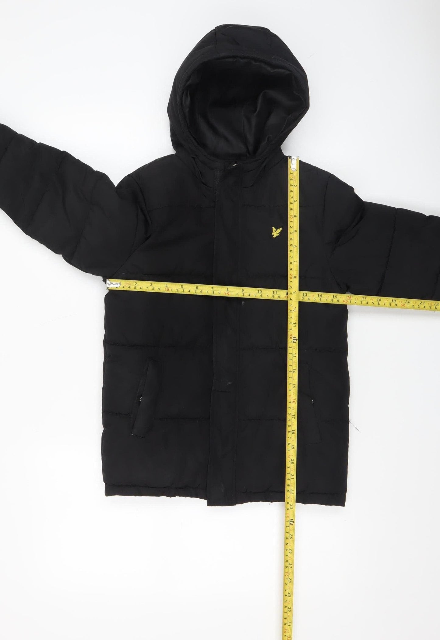 Lyle & Scott Junior Boys Black Hooded Puffer Jacket 7-8 Years Winter Coat