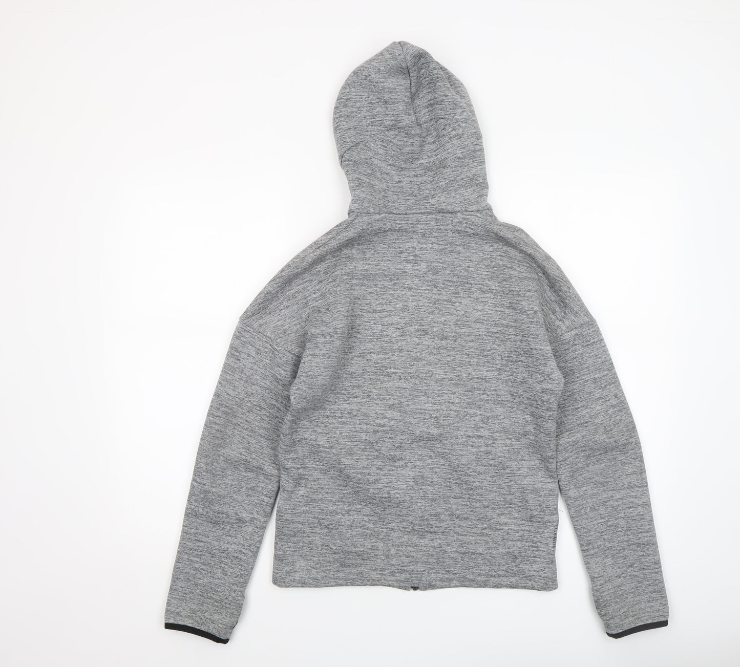 Adidas Boys Grey Full Zip Hoodie Size 11-12 Years - Athletic Hooded Sweatshirt