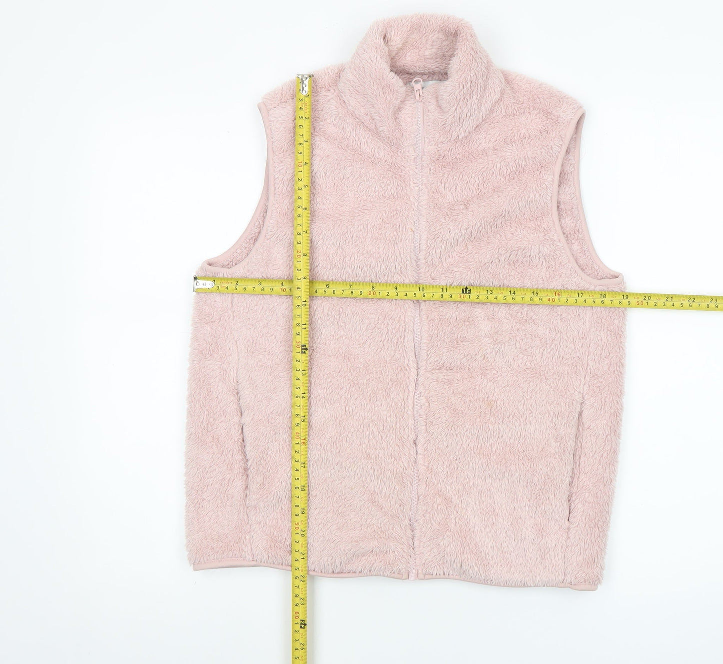 Yeation Womens Pink Fleece Zip Waistcoat Bodywarmer Size 14