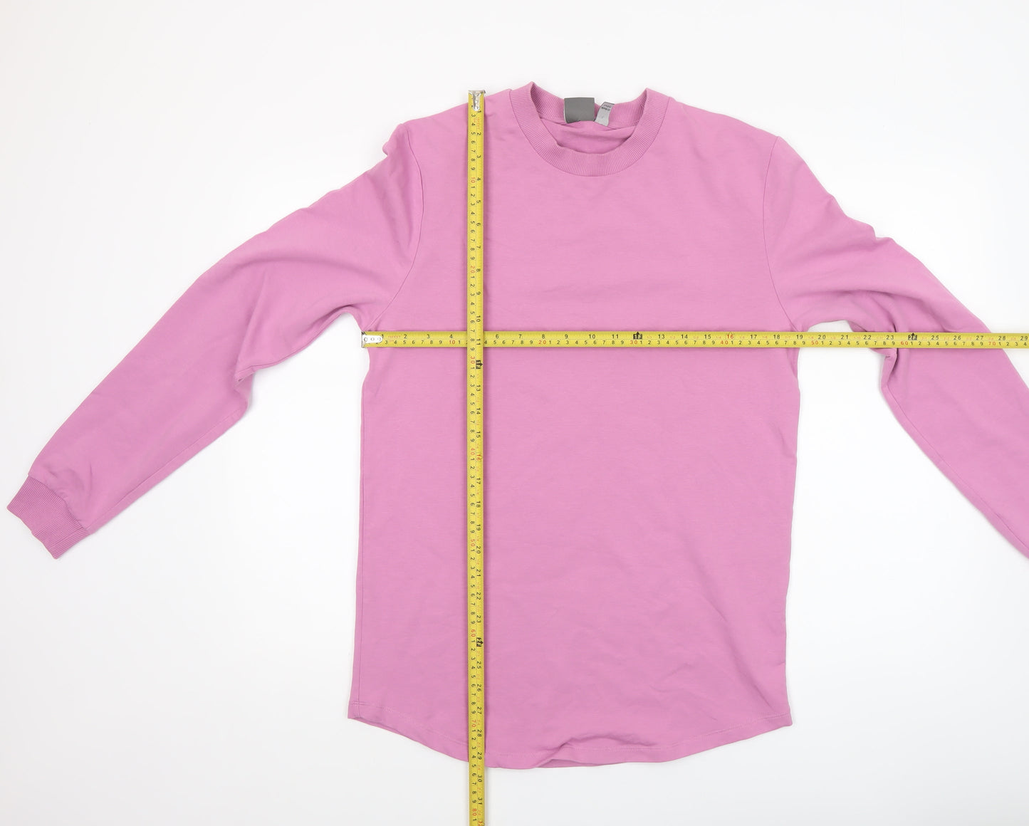 ASOS Women Pink Long Sleeve Basic Cotton Crew Neck T-Shirt L