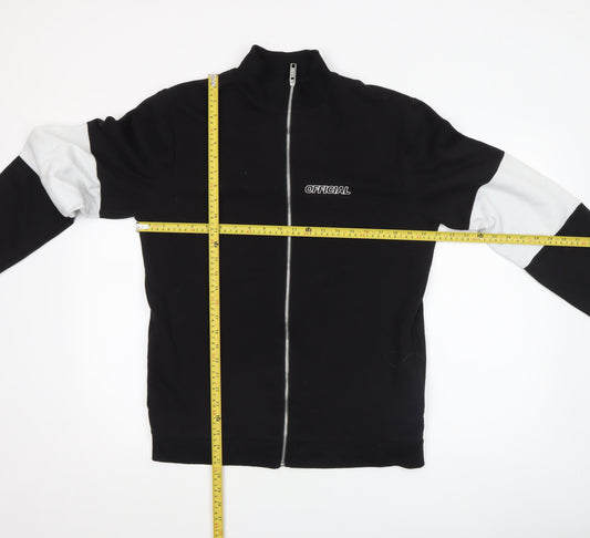 boohooMAN Men's Black M Full Zip Basic Jacket with Logo