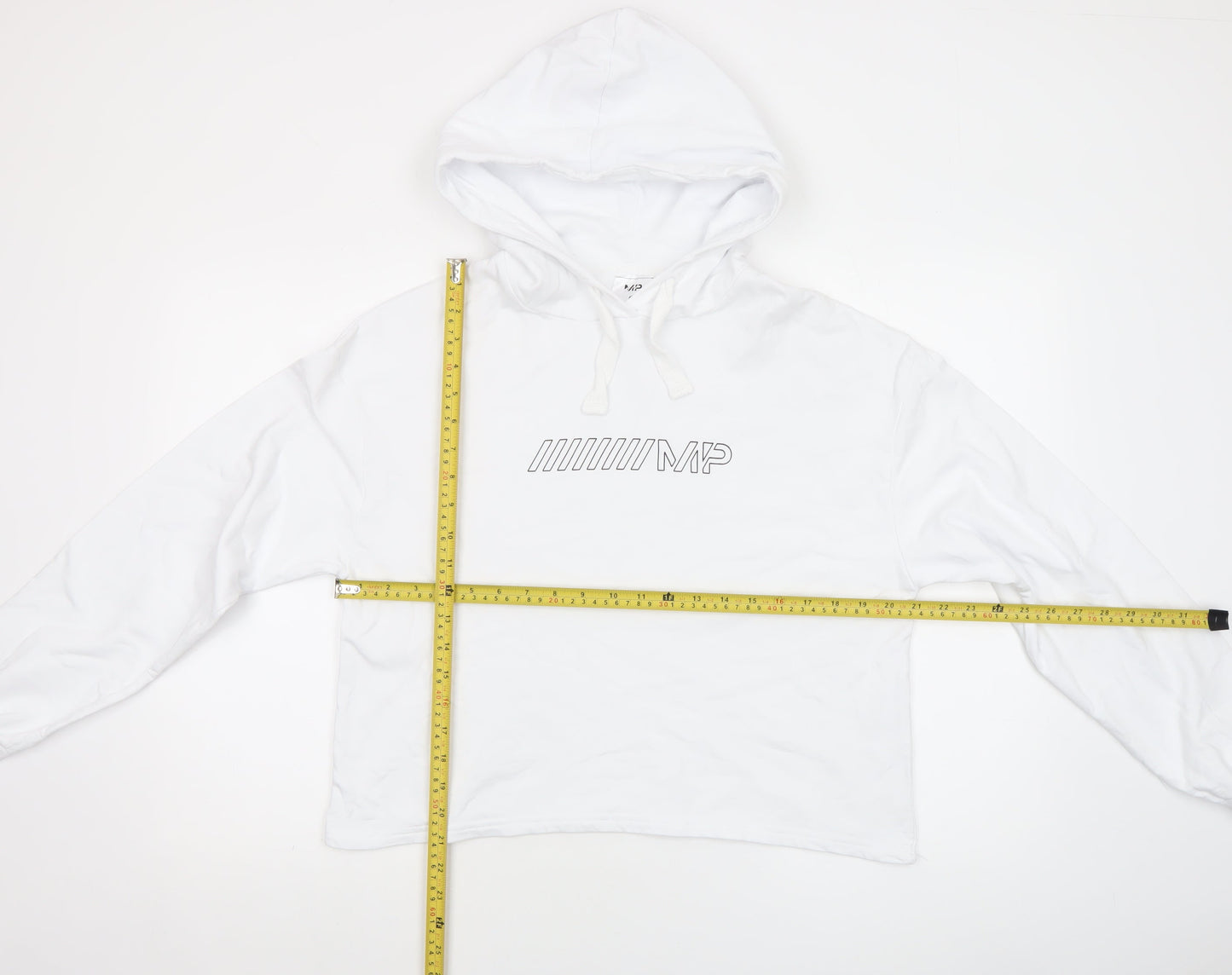 MP Women White Hoodie Medium 100% Cotton Pullover Hooded Sweatshirt