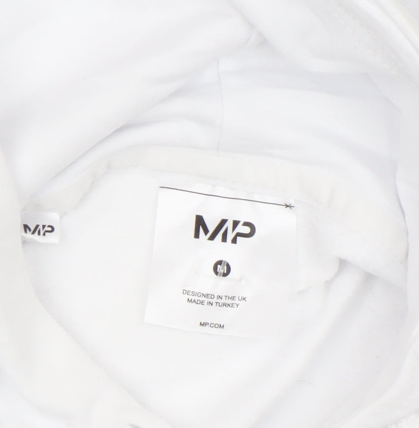 MP Women White Hoodie Medium 100% Cotton Pullover Hooded Sweatshirt