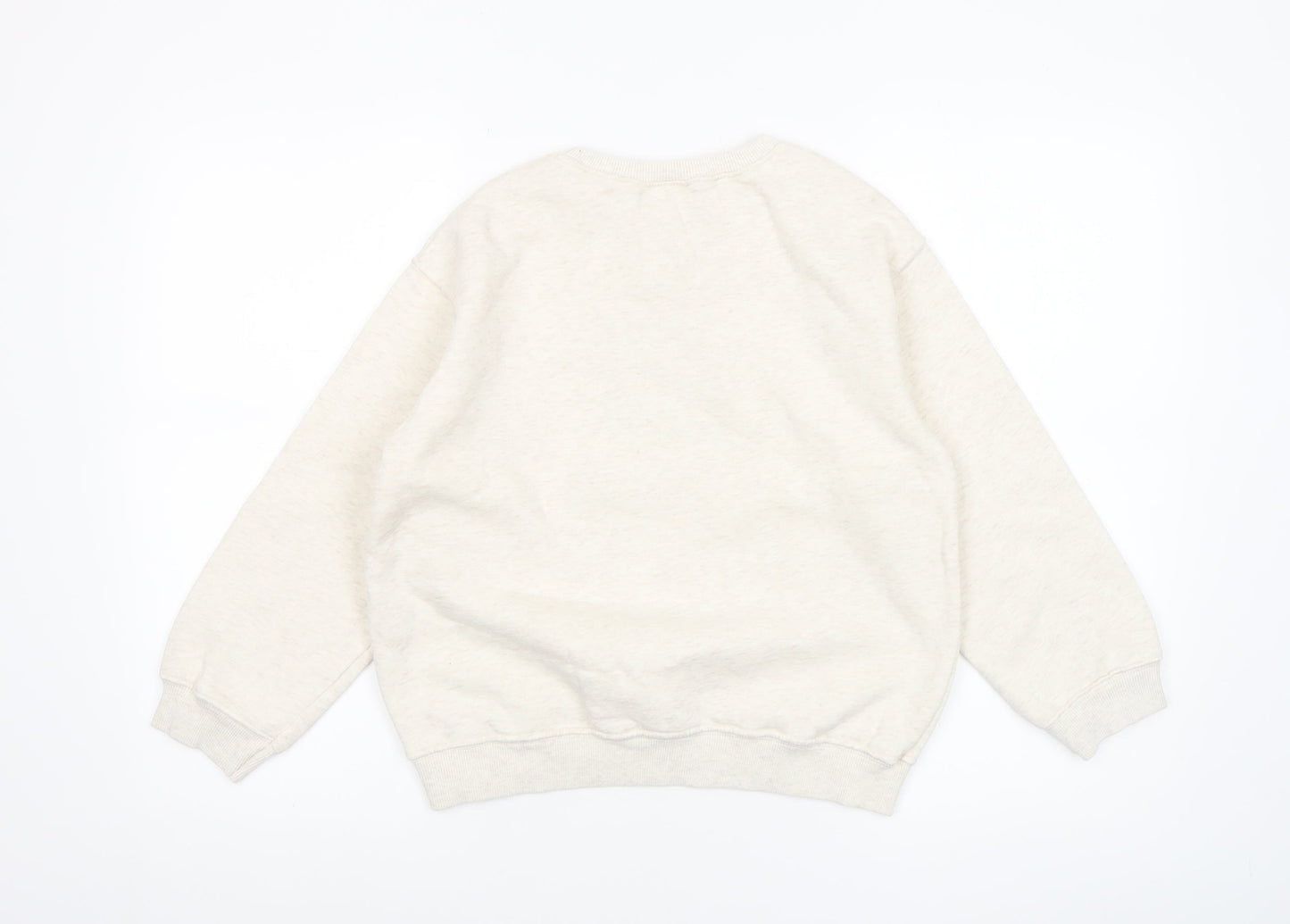 Zara Girls Beige Bonjour Paris Embroidered Pullover Sweatshirt Size 10 Years