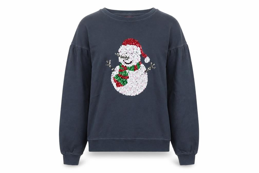 Next Women’s Navy Christmas Sequin Snowman Sweatshirt Size 6