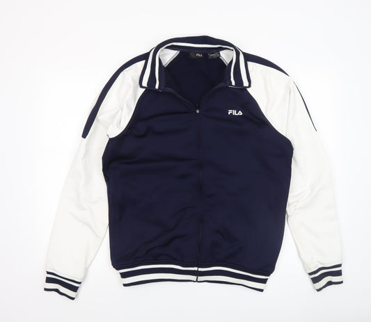 FILA Men's Blue White Track Jacket Size M Full Zip Lightweight