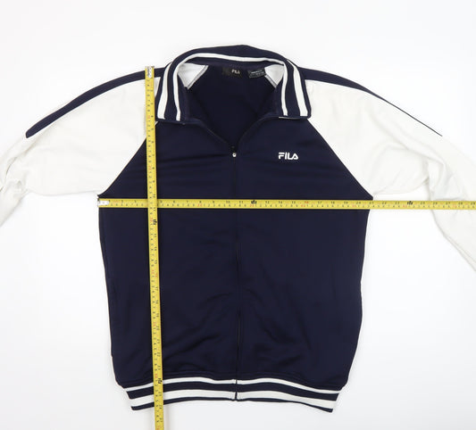 FILA Men's Blue White Track Jacket Size M Full Zip Lightweight
