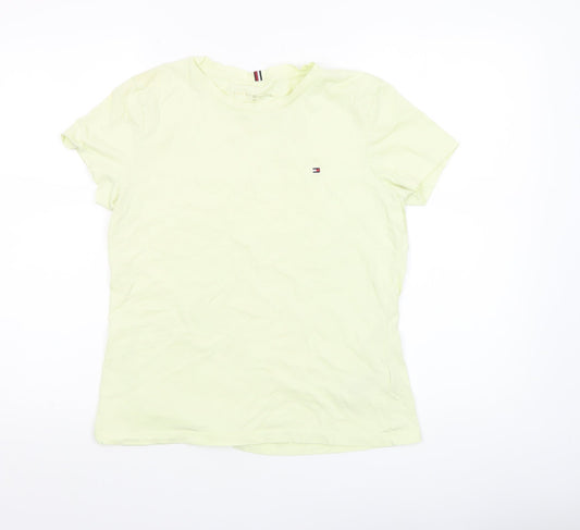 Tommy Hilfiger Women Yellow Cotton Short Sleeve T-Shirt M