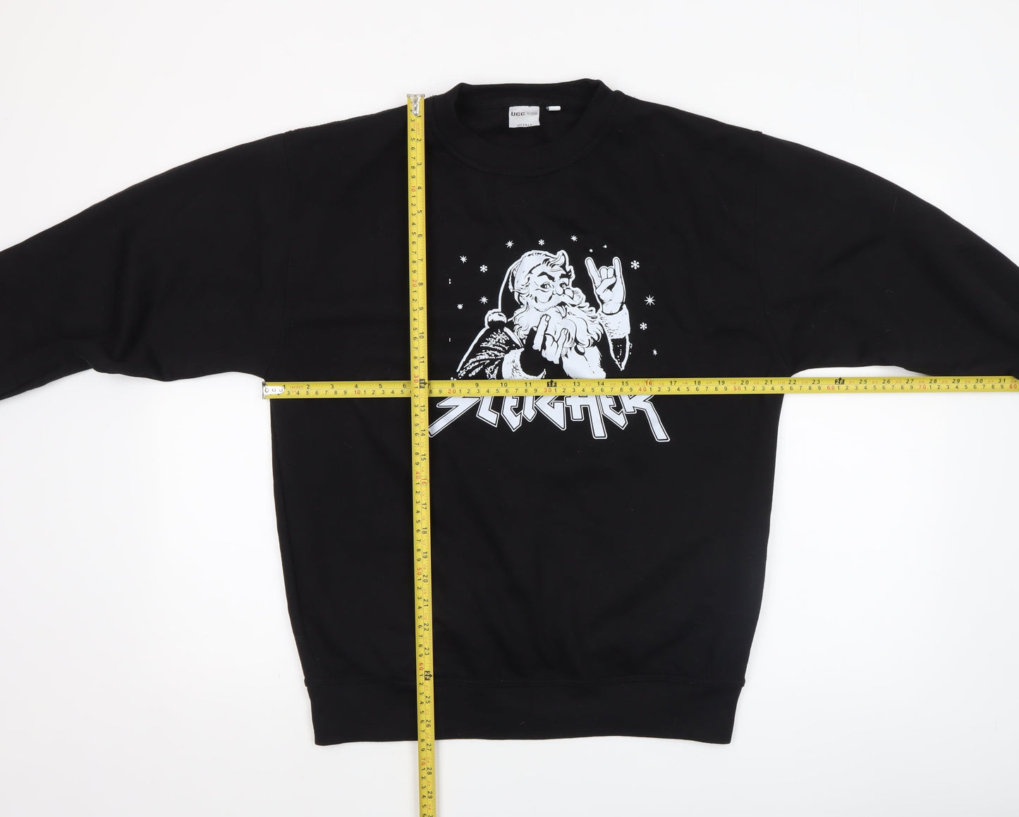 UCC Men's Black Christmas Rock Graphic Sweatshirt Size M
