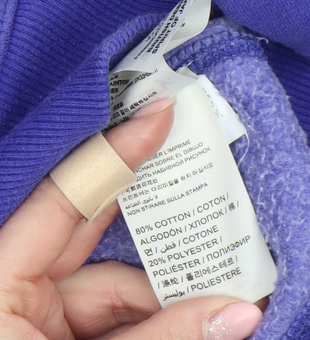 Superdry Women Purple Hoodie Small Graphic Print Pullover Cotton Blend