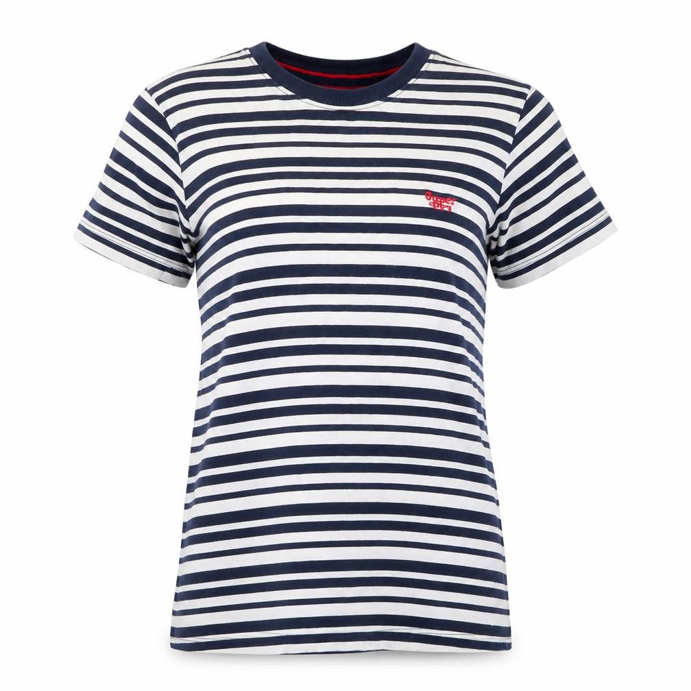 Superdry Womens Blue Striped Cotton T-Shirt Size 6