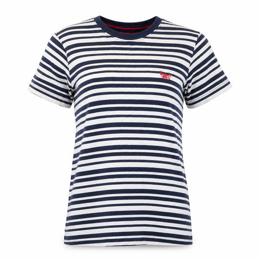 Superdry Womens Blue Striped Cotton T-Shirt Size 6