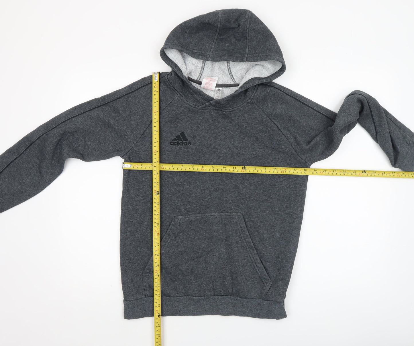 Adidas Boys Grey Pullover Hoodie Size 13-14 Years Lined Cotton Blend
