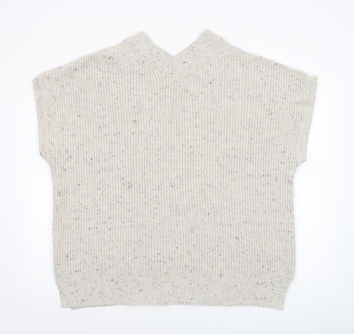 Next Women Beige V-Neck Knit Sleeveless Vest Jumper L