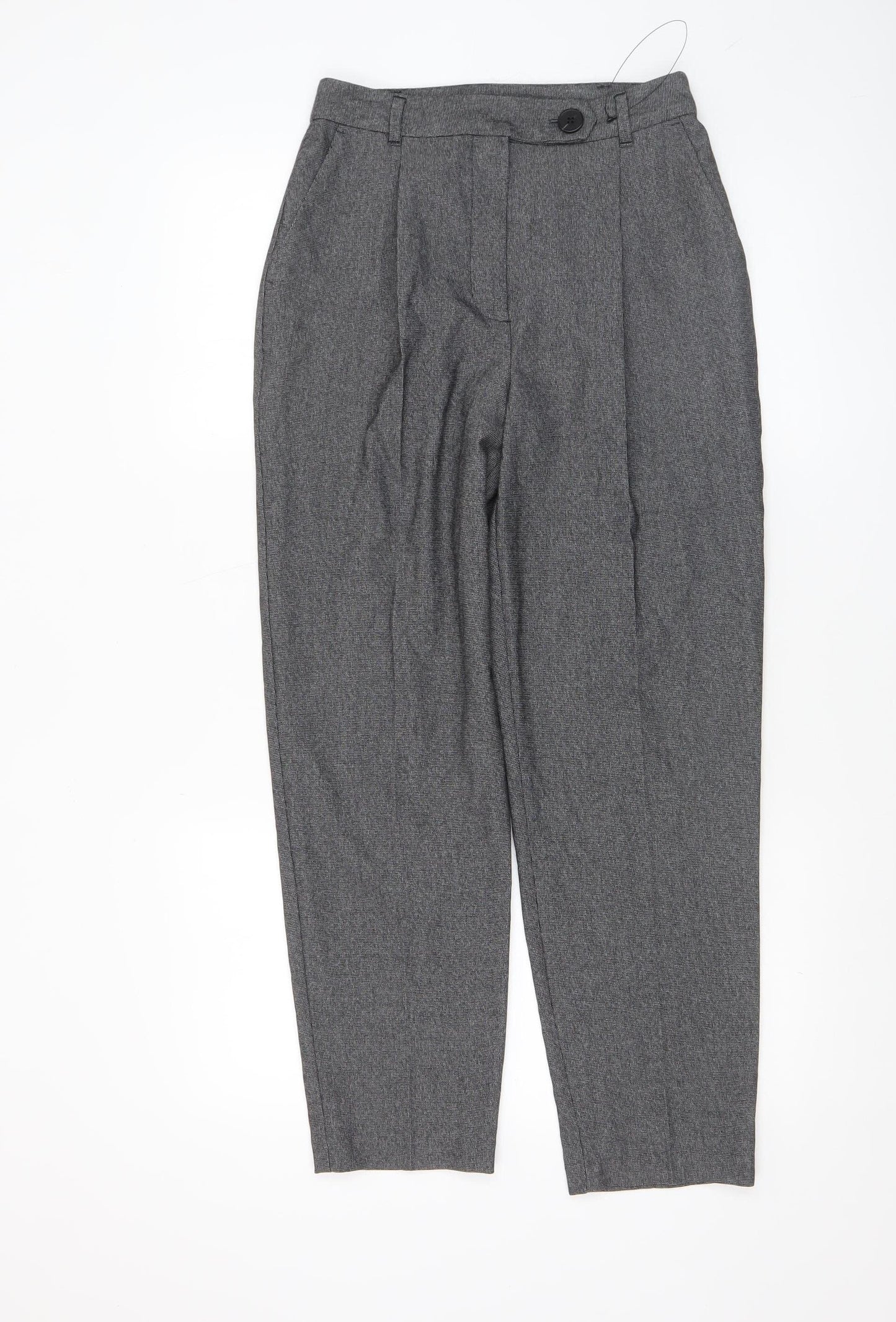 George Women’s Grey Pleated High Rise Tapered Trousers Size 8