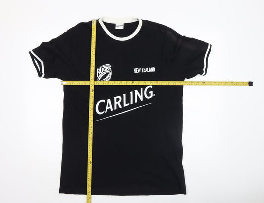 Carling Mens Black Rugby Sports Graphic Cotton T-Shirt Size L
