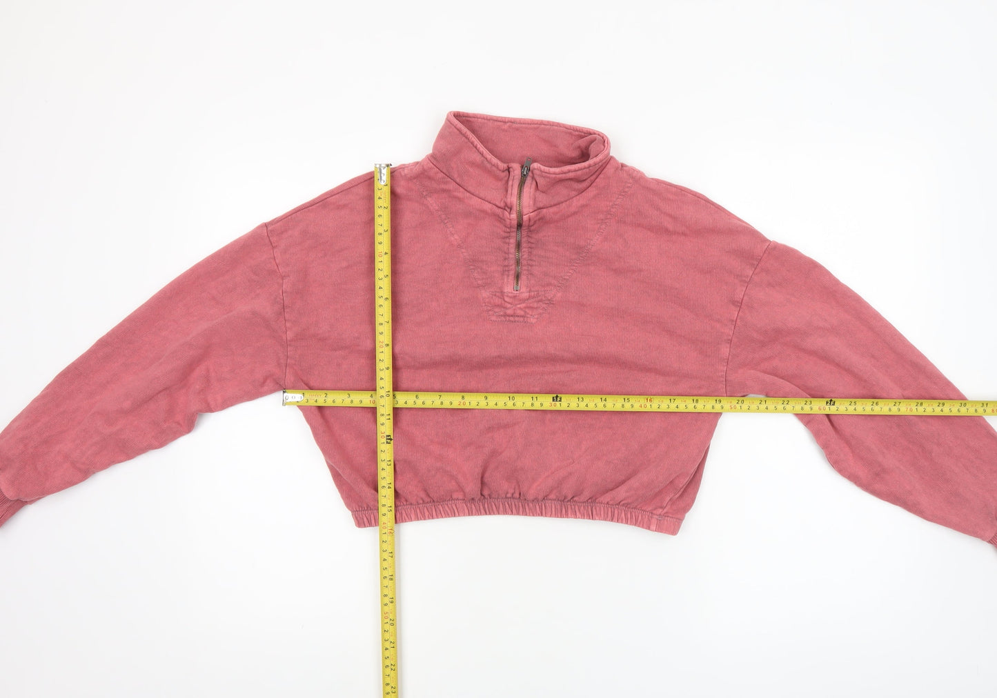 Topshop Petite Women’s Pink 1/2 Zip Cropped Sweatshirt Size M
