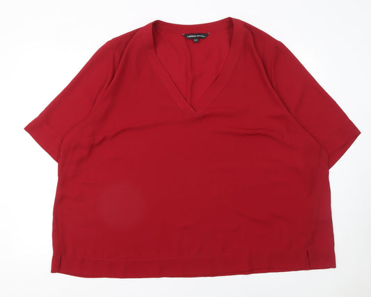 Capsule Women’s Red V-Neck Short Sleeve Blouse UK 28 Polyester