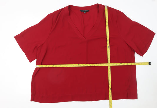 Capsule Women’s Red V-Neck Short Sleeve Blouse UK 28 Polyester