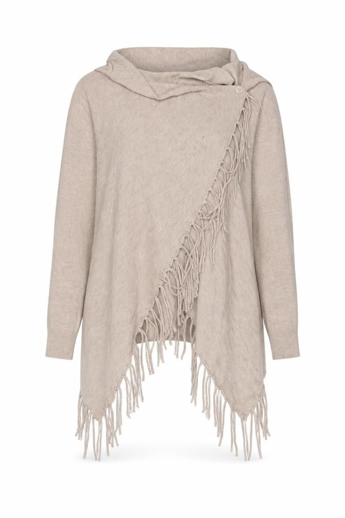 Blue Vanilla Women’s Beige Wrap Fringe Cowl Neck Jumper M