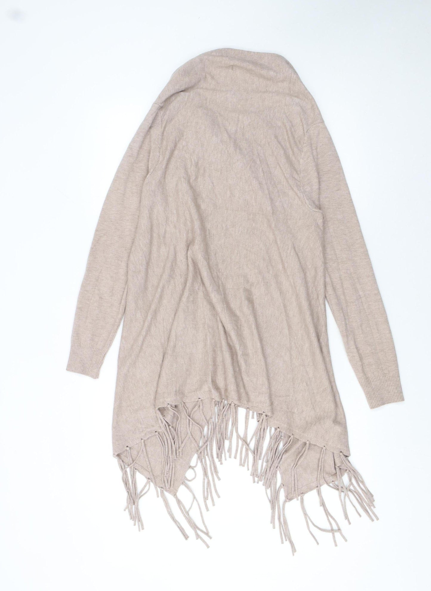 Blue Vanilla Women’s Beige Wrap Fringe Cowl Neck Jumper M
